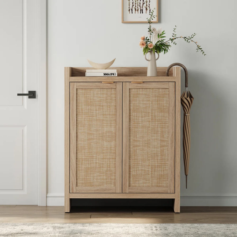 Zapatera Nórdica Ofelia Rovere 2 Puertas con Ratán RyR Muebles