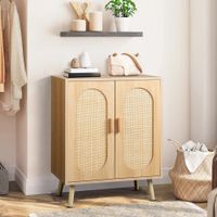 Zapatera Nórdica Rebeca Roble 2 Puertas con Ratán RyR Muebles