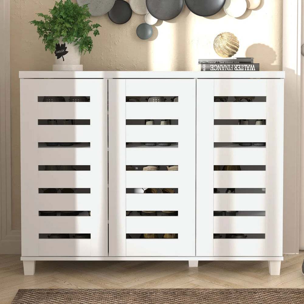 Zapatera Moderna Delia 3 Puertas Blanco RyR Muebles