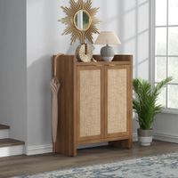 Zapatera Nórdica Ofelia Marrón 2 Puertas con Ratán RyR Muebles