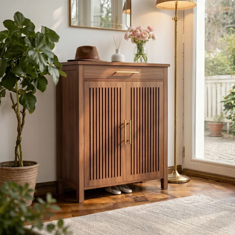 Zapatera Moderna Domenico 2 Puertas 1 Cajón Marrón RyR Muebles