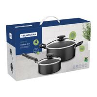 JUEGO DE OLLAS DE COCINA DE ALUMINIO LORETO CON TAPA X 4 PIEZAS 24 CM-18 CM