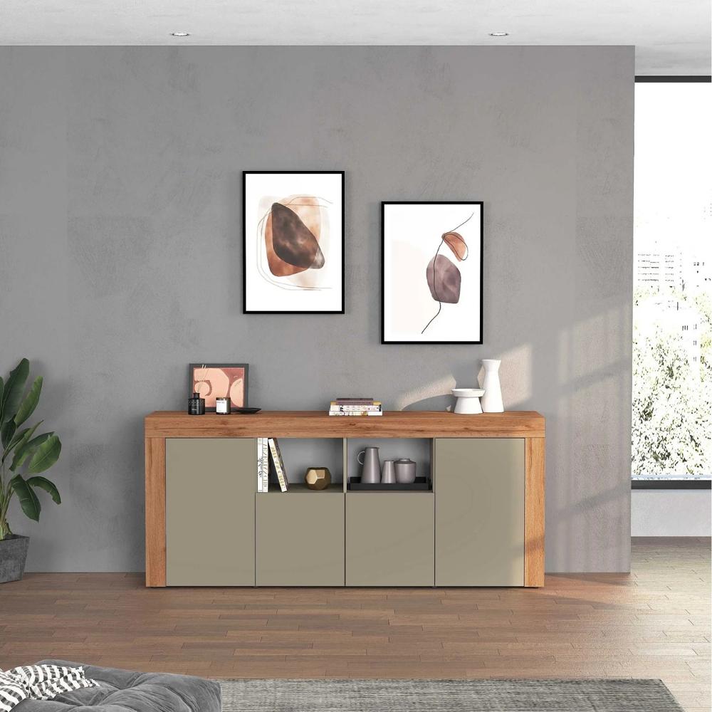 APARADOR CANDRE 4 PUERTAS 2 ESTANTES ROBLE AGAVE 200CM