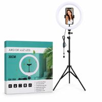 Aro de luz LED 30cm con Soporte para Celular QX-300 3 Tonos de Luz con Trípode