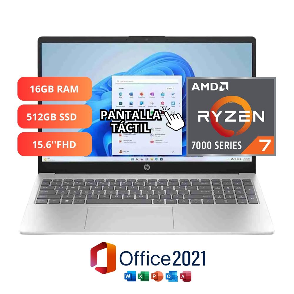 HP Ryzen 7 7730U 16GB 512GB SSD 15.6 Touch Windows 11 Office 2021