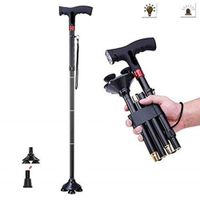 Bastón Plegable Con Luz Led + 4 Soportes Antideslizante