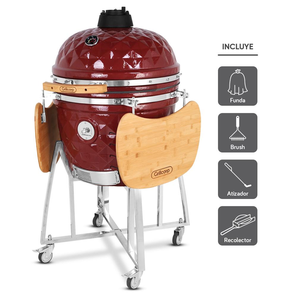 Kamado Diamante 23.5 Rojo con regalos básicos