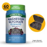 GLICINATO DE MAGNESIO 60 GOMITAS NATURE'S TRUTH SABOR UVA  Y PASTILLERO DE REGALO