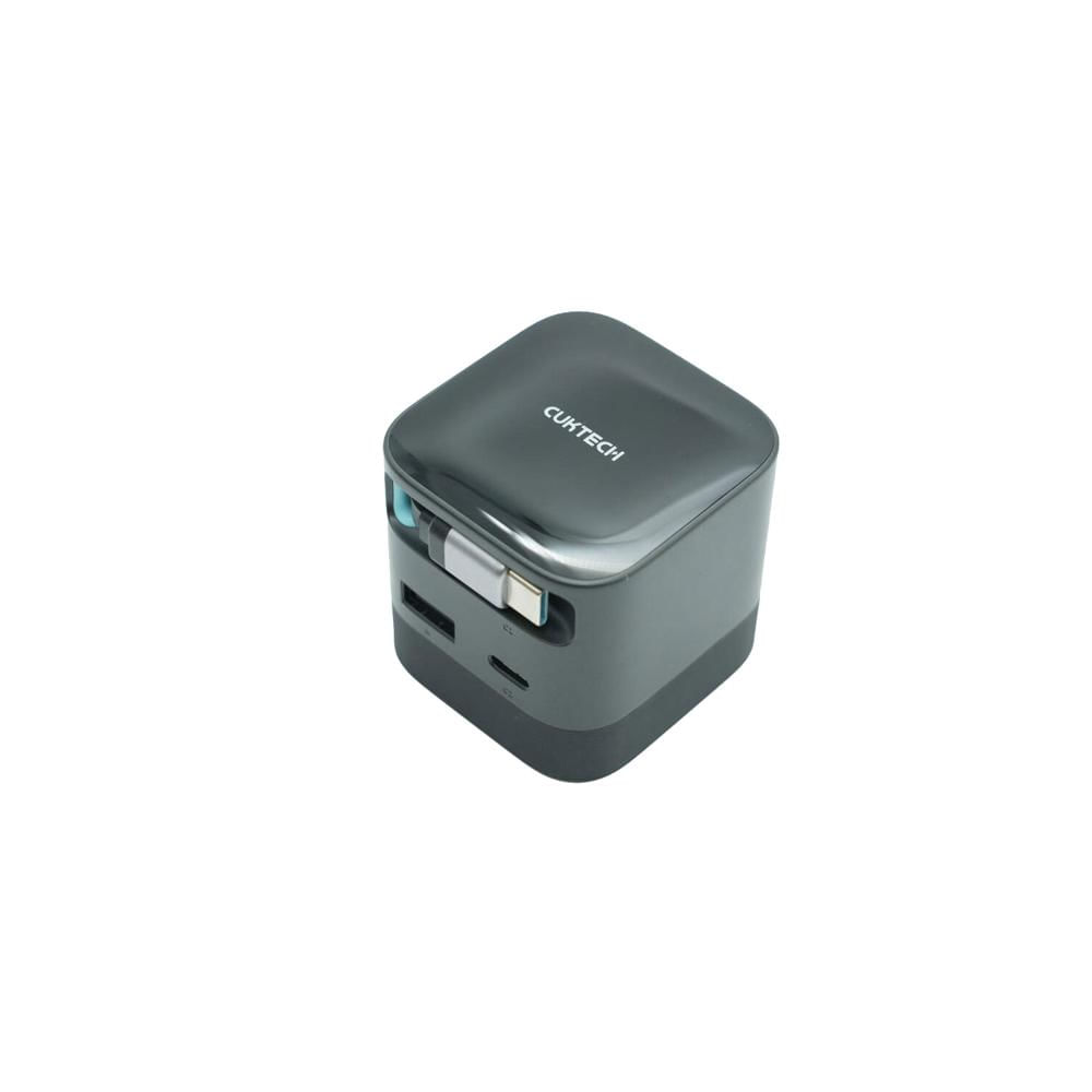 Cargador de Auto Cuktech AD653W 67W con Cable Retráctil Carga Rápida Negro