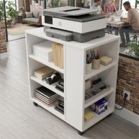Mesa auxiliar de melamina con ruedas color Blanco