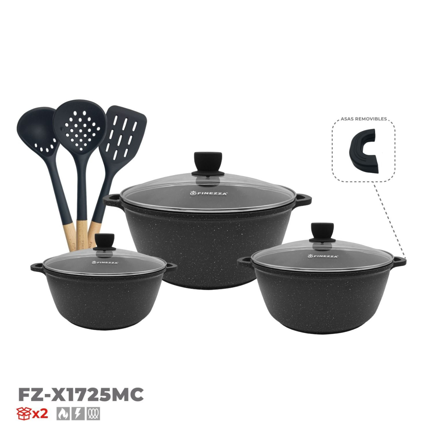 Set de ollas ultra granito 9 pzas FZ-X1725MC FINEZZA
