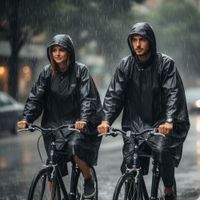 Impermeable Tipo Poncho Unisex Alta Densidad con Capucha Negro TALLA UNICA
