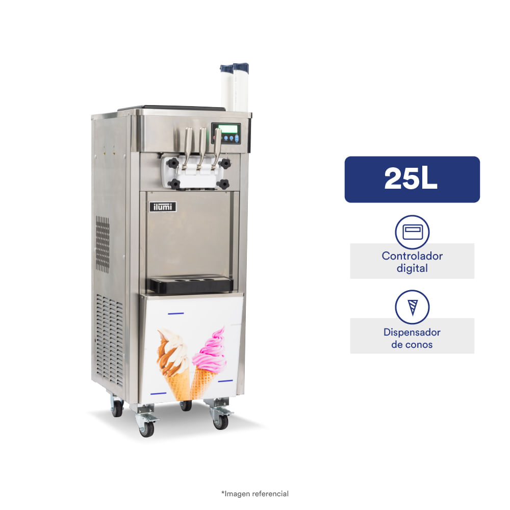 Maquina de helado soft Pre cooling Ilumi de 25 litros por hora