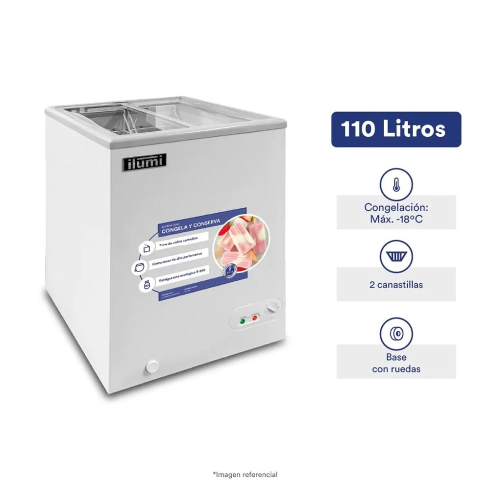 Congelador Ilumi Tapa Vidrio de 110 LTS - TF-1100