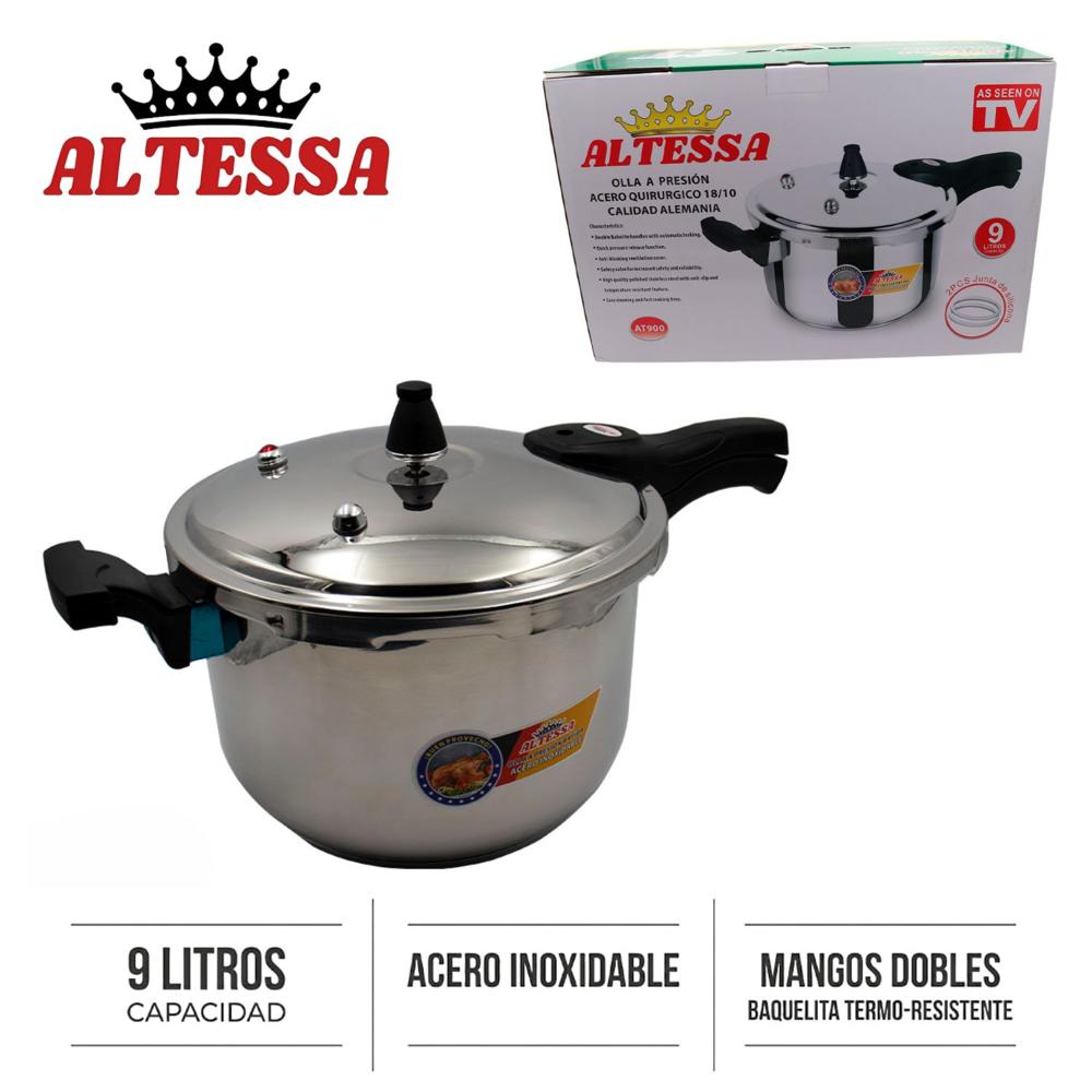 Olla a Presión Altessa Acero Inoxidable 18/10 9L.