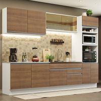 Mueble de Cocina Integral Glamy 310 cm - Blanco y Marrón 01