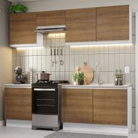 Mueble de Cocina Integral Glamy 240 cm - Blanco y Marrón 09