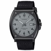Reloj Casio MTP-E715C-8AV Fecha Acero Inoxidable Correa de Nylon Negro Dial Gris