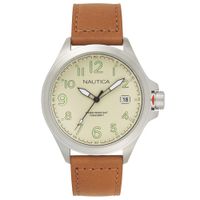 Reloj Nautica Glen Park NAPGLP003 Fecha Acero Inoxidable y Correa de Cuero Marrón