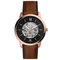 Reloj Fossil Neutra ME3195 Automático Acero Inoxidable Oro Rosado Correa Cuero Marrón