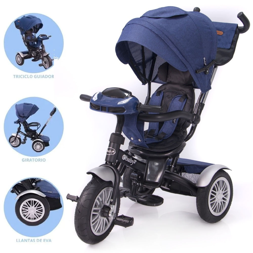 Triciclo Ebaby con Guiador Reclinable Zoe -Azul