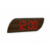 Reloj Digital Led Madera 21Cm Despertador Moderno Pantalla Luminosa Usb Decorativo
