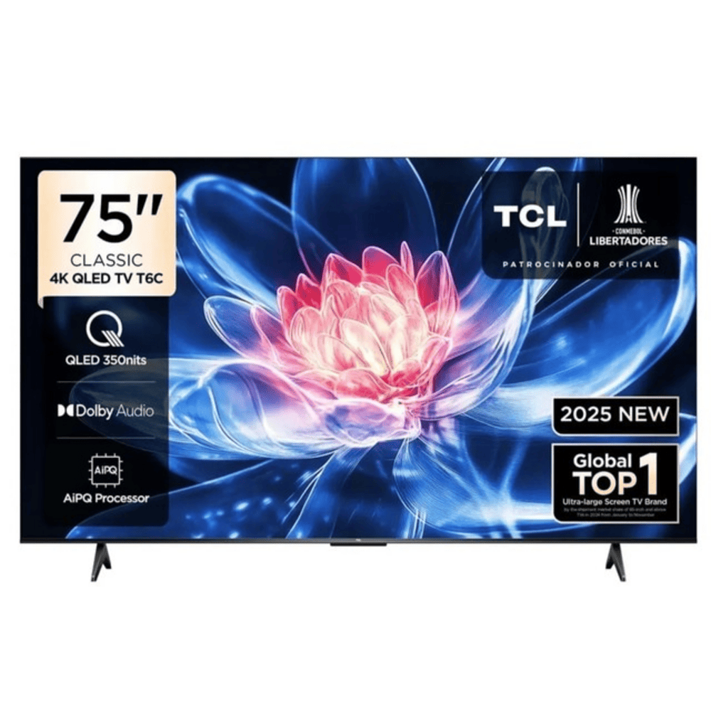 Televisor TCL 75 Pulgadas QLED UHD 4K Google TV Smart TV 2Gb RAM -16Gb 75T6C -Nuevo Modelo 2025