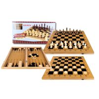 Juego de Mesa 3 en 1 Chico Ajedrez Damas Backgammon