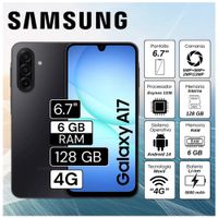 Celular Samsung A17 4G 6GB RAM 128GB 6.7 Android 14 - Negro