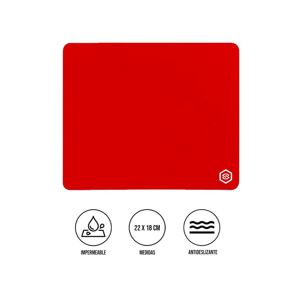 MOUSEPAD SUPERFICIE LISA MPB-02 ANTIDESLIZANTE ROJO