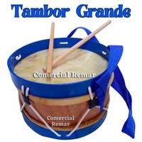 Tambor de Madera Grande 20x20x13cm con Baquetas Instrumento Musical Percusion Para Niños
