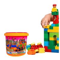 Balde de Bloques de Construccion 100 piezas Playgo Juego Didactico Creatividad