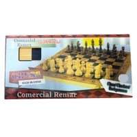 Juego de Ajedrez Damas Backgammon Piezas y Tablero de Madera