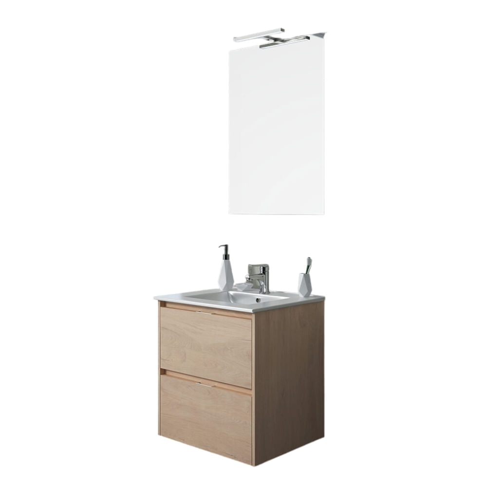 Vanitorio + Lavatorio + Espejo Inca Denver Oak 60cm Teka