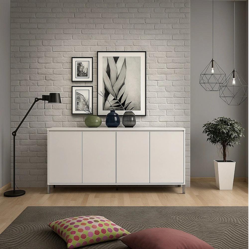 APARADOR KRAT 4 PUERTAS 4 ESTANTES BLANCO 184CM