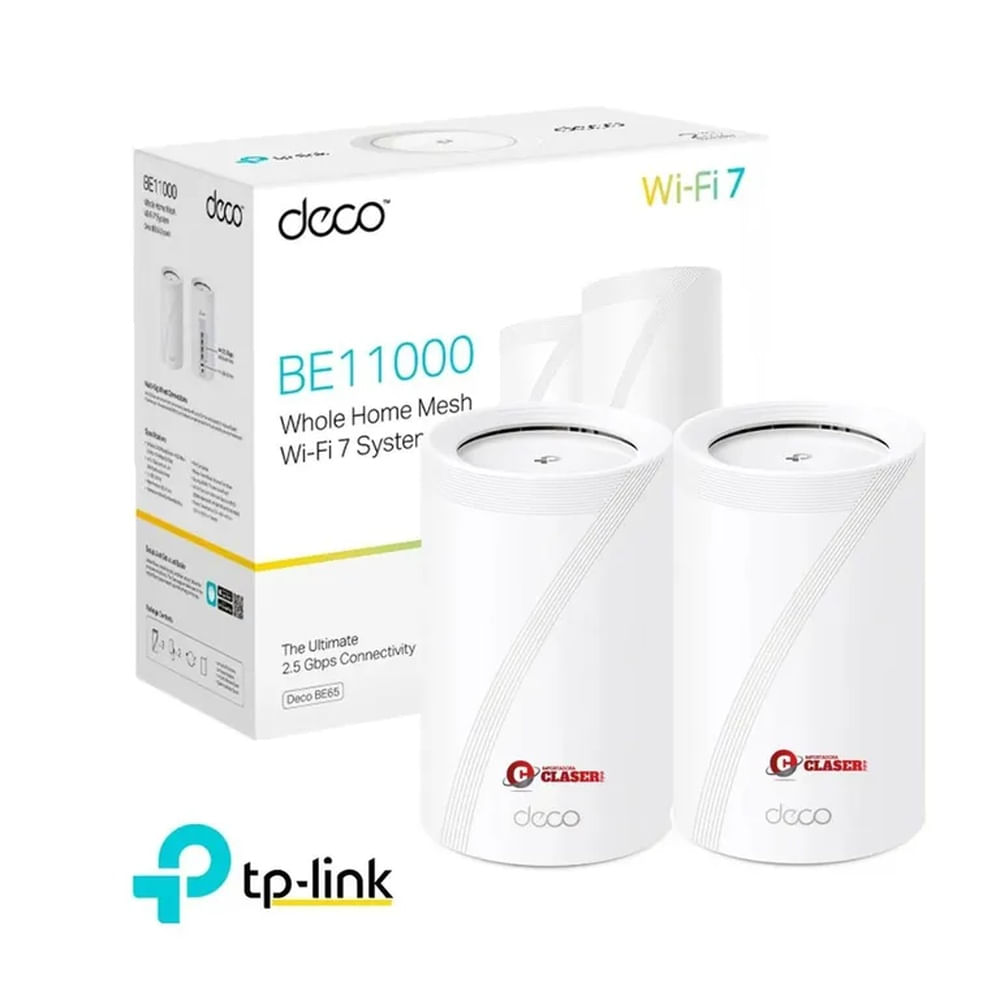 SISTEMA WIFI MESH TP-LINK DECO BE65-2 BE11000 PACK2 WIFI7