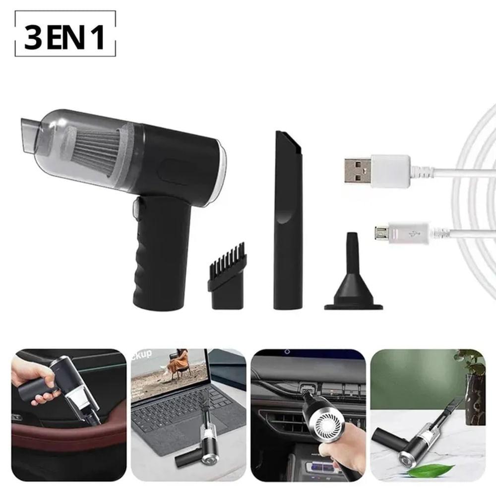Mini Aspiradora Portátil Recargable Multiusos 3 en 1