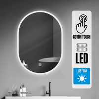 Espejo LED Ovalado 49x70cm 4mm Luz en Marco Blanca Orange