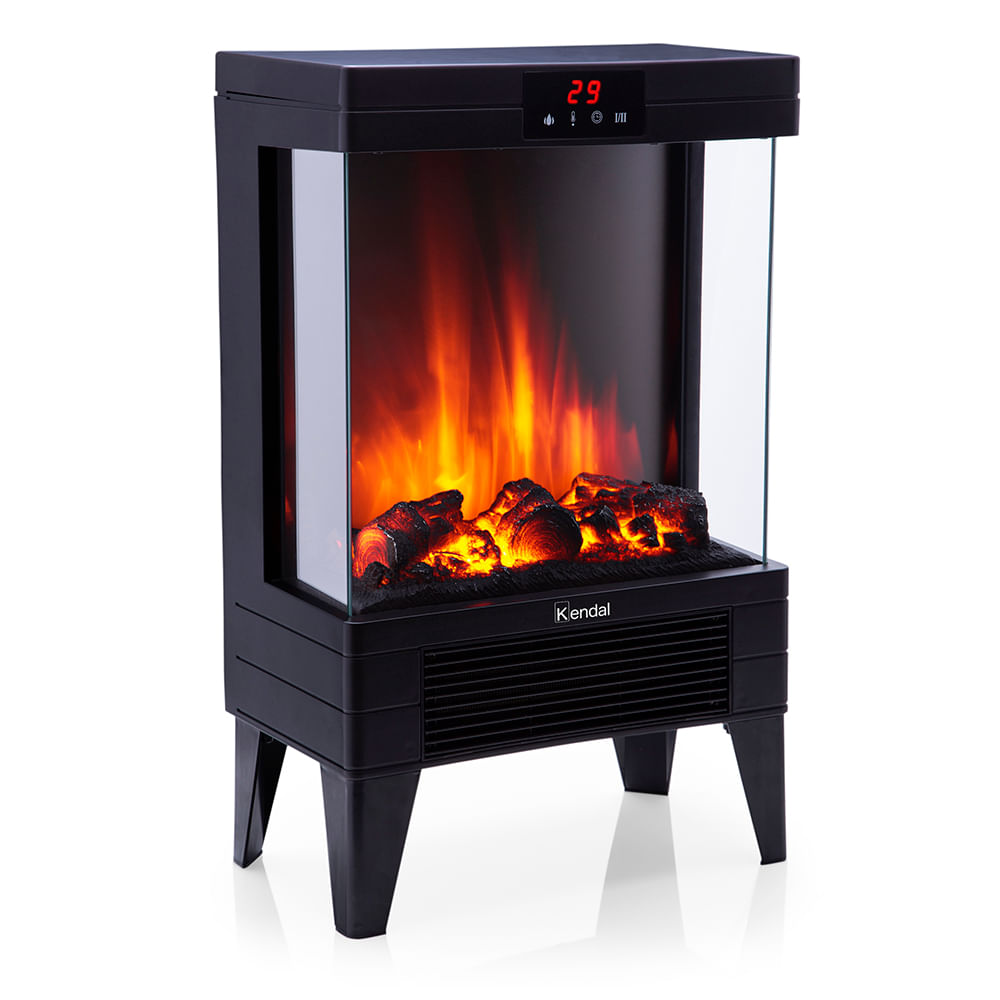 Estufa Chimenea Electrica Kendal Potencia 1800w Cobertura 20m2 Efecto Flama