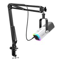 Micrófono Fifine Ampligame AM8T XLR-USB Incluye Brazo - Blanco