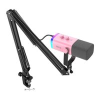 Micrófono Fifine Ampligame AM8T XLR-USB Incluye Brazo Rosa