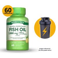 OMEGA 3 FISH OIL 2000MG 60 CAPSULAS BLANDAS NATURE'S TRUTH SABOR LIMON CON SHAKER