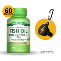 OMEGA 3 FISH OIL 2000MG 60 CAPSULAS BLANDAS NATURE'S TRUTH SABOR LIMON CON PORTASUPLEMENTOS