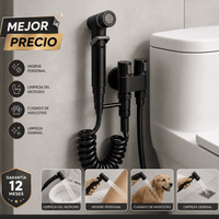 Ducha bidet negro mate premium con valvula doble angular