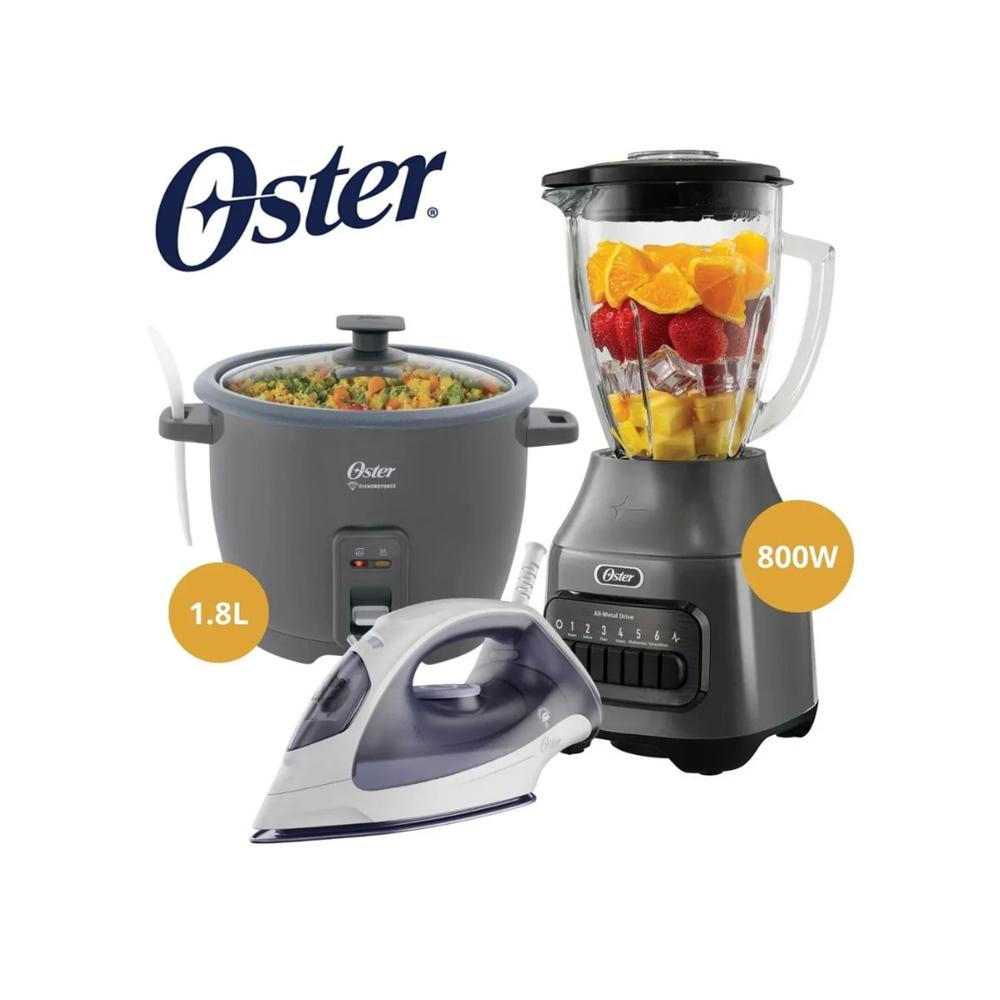 Combo Oster Licuadora 1.5LT - Olla Arrocera 1.8 LT- Plancha a Vapor
