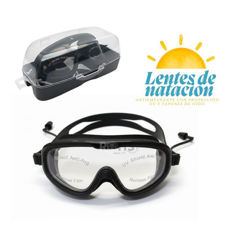Lentes de Natación Antiempañante con Protección UV y Tapones de Oído