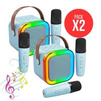 Micrófono Karaoke Con Parlante - Celeste, Para Diversión De Los Peques , Pack X2 Unidades