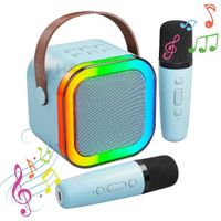Micrófono Karaoke Con Parlante Color - Celeste, Ideal Para los Peques
