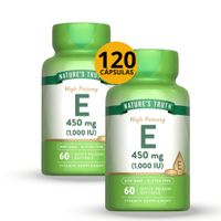 PACK 2 UNIDADES DE VITAMINA E 1000 UI 450MG NATURES TRUTH FRASCO 60 CAPSULAS