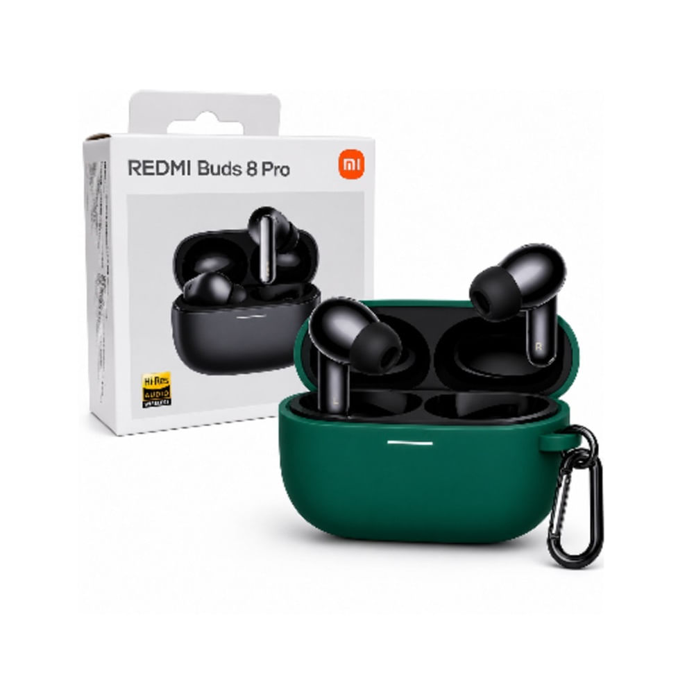 Audifonos NEGROS Xiaomi Redmi Buds 8Pro mas Funda Protectora color VERDE